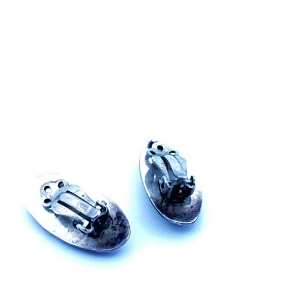 Vintage Handmade Native American Southwestern Sterling Turquoise Clip Earring 4g - Picture 6 of 8